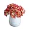 11" Pink Hydrangea Arrangement in White Metal Vase